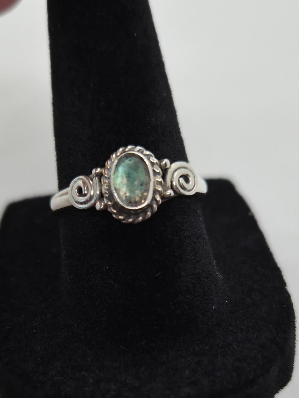 Sterling Silver 925 Labradorite Ring Bali Size 7.75